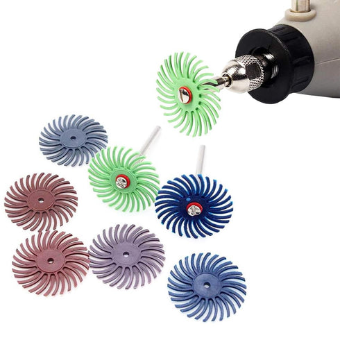 50Pcs Radial Bristle Disc,1" Detail Abrasive Brush Kit with 2.35mm&3mm Shank Mandrels for Rotary Tools,Mixed Grit Bristle Abrasive Buffing Wheel 8...