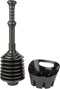 JS Jackson Supplies Black Bellows Accordion Toilet Plunger with Black Storage Tray...