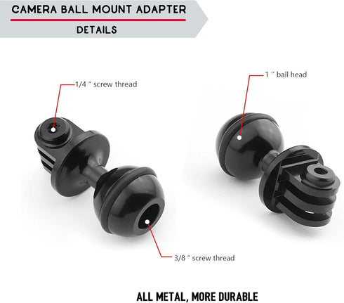 Ball Mount Adapter,Compatible with RAM Ball Head Mounts Compatible Gopro Series/AKASO/DJI/OSMO/SJCAM Sports Camera,Aluminum Alloy Ball Action Came...