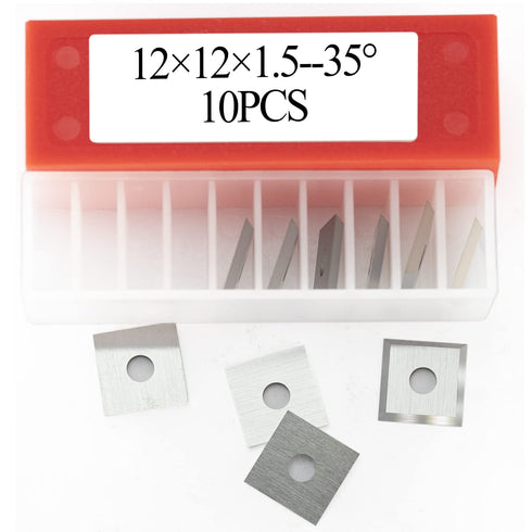 12mm Square Carbide Inserts Cutters Knives Blades 12×12×1.5mm-35°for Woodworking Spiral/Helical Planer Cutter Head or Lathe Turning 10pcs...