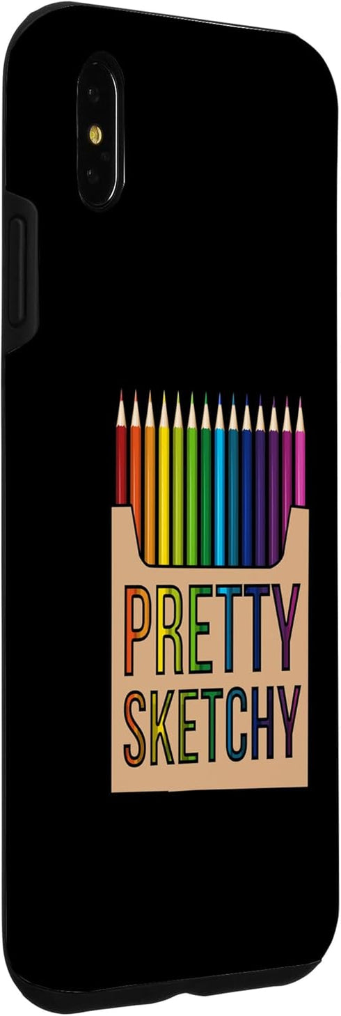 iPhone XS Max Pretty Sketchy Fun Art Lover Colored Pencils Artists Case...