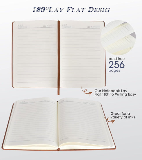 Lined Journal Notebook for Women Men,256 Pages A5 Hardcover Leather Journals for Writing,Travel,Business,Work & School,College Ruled Notebooks for...