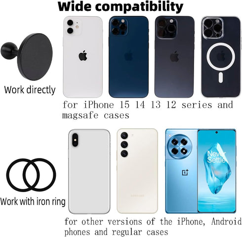 Super Magnetic Cell Phone Holder Base with 1" Ball for MagSafe iPhone 15 14 13 12 Series,Compatible with RAM mounts and Other B Size Ball Double S...