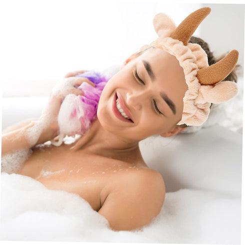 2 Pcs Animal Face Wash and Hair Bundle Girls Hijab Spa Hair Band Skin Care Headband Cow Headband Spa Headband Puffy Spa Hairband Women Headband Sk...