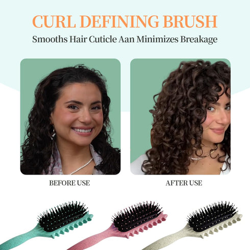 Curl Defining Brush, Boar Bristles Curly Hair Brush With Detangling Brush Styling Comb Curling Brush 3pc Set Curl Defining Brush For Curly Hair De...