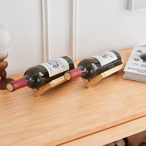Single Wine Bottle Holder, Personalized Bamboo Wine Bottle Holder Stand Display Table Top Wine Rack Countertop Wine Holders Organizer for Dining T...