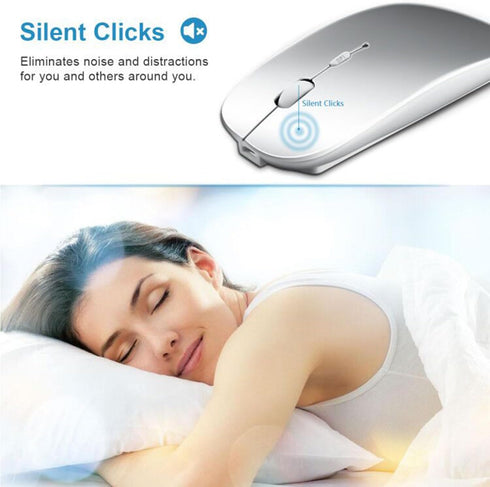 Bluetooth Mouse for Laptop/Tablet/iPhone/Android PC,Rechargable Quiet Slim Mice Compatible with Windows/Linux,Silver...