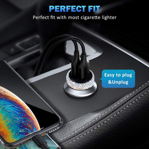 Dual USB Car Charger Quick Charge 3.0 Car Adapter Fast Charging Charger Compatible for iPhone 11/11pro/ MAX/XS/XR/X/10,iPad,Samsung S10/S10+/S9,Go...
