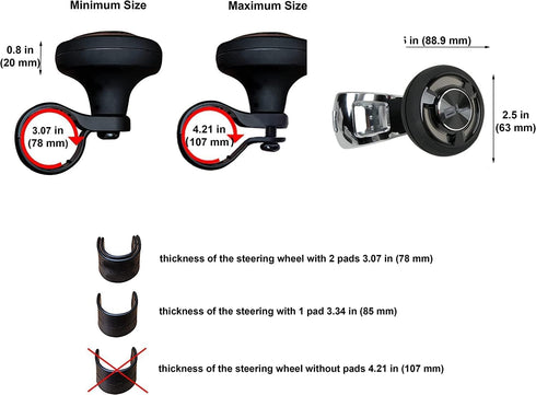 BL Steering Wheel Knob Spinner - Universal Non-Slip Fit, ABS & Premium High Gloss Chrome Plated Finish Suicide Knob with Metal Ball Bearing & Easy...