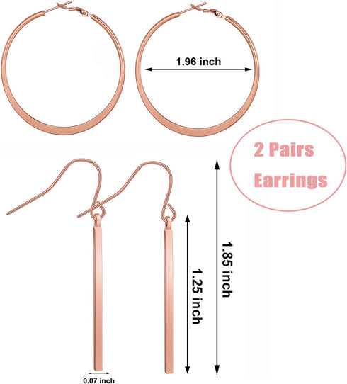 Hicarer Jewelry Set for Women Vertical Bar Necklace Jewelry Accessories Simple Bar Earrings Adjustable Cuff Bracelet...