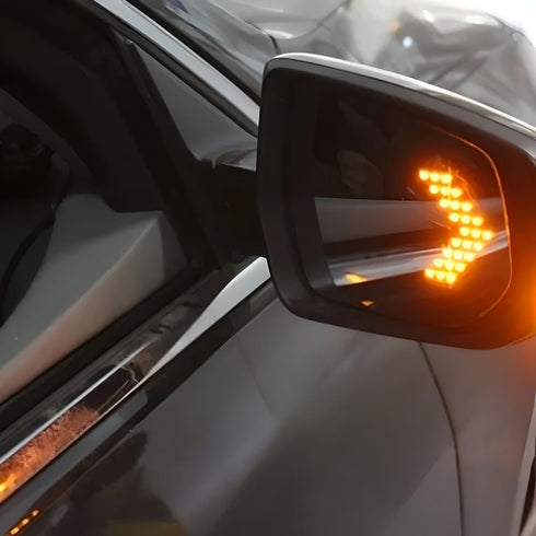 iJDMTOY Pair Dynamic Sequential 3-Step Flash 33-SMD LED Circuit Board Panels for Behind The Side Mirror Turn Signal Retrofit, Amber Yellow...