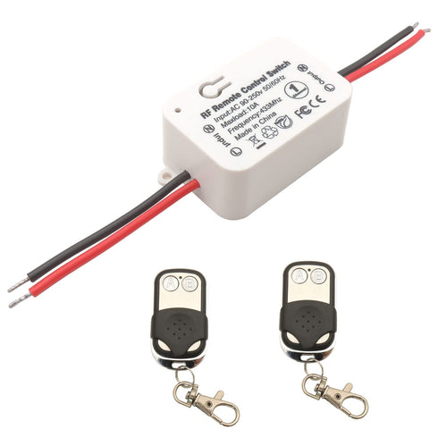 DieseRC AC 110V 120V 220V 240V Wireless Remote Control Light Switch 1500W 1 Channel 433Mhz RF Relay Receiver with 2 Transmitters Keyfob for Lamp b...