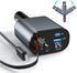 Retractable Car Charger, 4 in 1 Fast Charge Car Phone Charger Adapter 100W, Retractable Cables(2.6ft) for iPhone & Type-C, Cigarette Lighter Adapt...