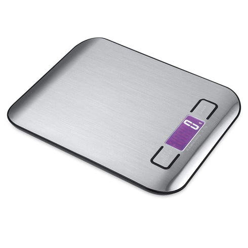 Digital Kitchen Scale,Food Scale for Meat Baking Weighter,Unit Gram OZ lb Up 11 lb(1g-5KG),Silver Stainless Steel Anti-Fingerprint with Accuracy L...