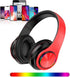 Bluetooth Over Ear Headphones, Colorful LED Lights Deep Bass Headphones with Microphone, Lightweight Wired and Wireless Foldable HiFi Stereo Headp...