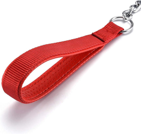 Chain Leash Metal Trainning Leash Stainless Steel with Soft Padded Handle for Heavy Duty Dogs.(XL, Red Handle)...