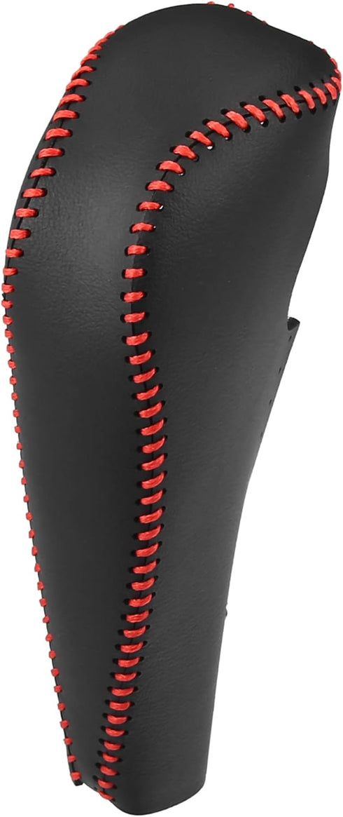 Gear Shift Lever Cover Automotive Interior Gear Shift Knob Trim for Honda Civic 9th 2012-2015 Black Red Stitches...