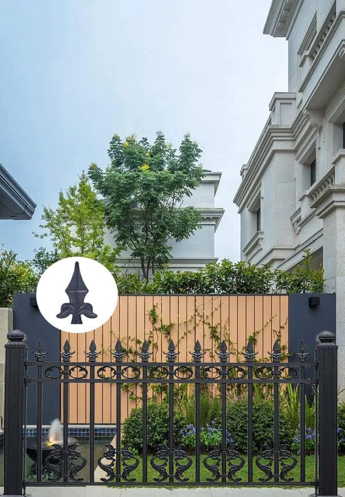 4 PCS Iron Picket Fence Triad Spear 2.24"×0.55"×4.84" Dollhouse Wrought Iron Fence Applied to Home Garden Fence Top...