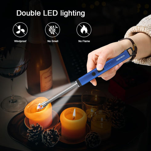 ARECTECH Lighter Candle Lighter Electric Lighter Rechargeable USB Arc Lighters for Candle Camping Fireworks Christmas Birthday Gifts with LED Ligh...
