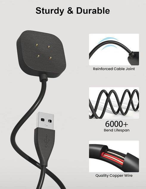 Bicmice Compatible with Fitbit Sense & Versa 3 Charger Replacement Charging Cable Dock for Sense 2,Sense,Versa 4,Versa 3 Smartwatch 3.3Ft USB Magn...