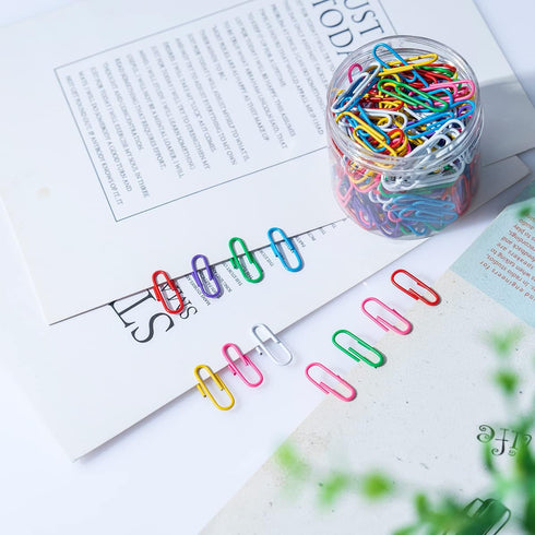 200 Paper Clips 28mm Colorful Paper Clips,Small Paper Clips Reusable Paper Clips for School, Office, Folders, Bookmarks, DIY Albums, Etc...