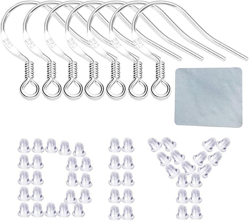 Hypoallergenic Silver Earring Hooks - 120 pcs/60 Pairs s925 Sterling Silver Plated Ear Wires for Jewelry Making, Jewelry findings Parts with 120 p...