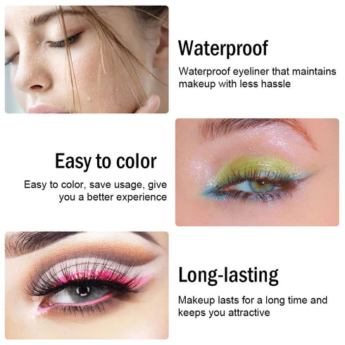Amy's Diary 6Pcs Blue Colored Glitter Eyeliner Pencil Set, Dark Light Blue Green Purple Red Pink...