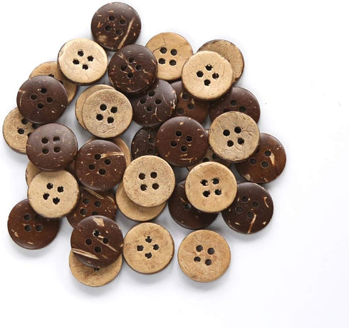 Coconut Shell Buttons Size 5/8 Inch (15mm) 4 Holes Coconut Button for Shirt Sewing or DIY Crafts Pack of 200pcs...