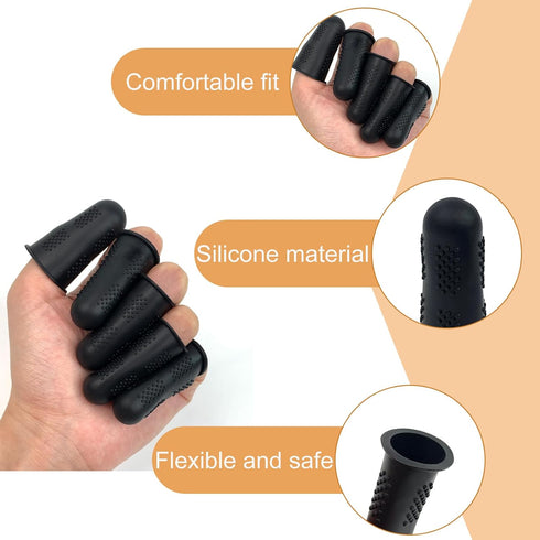 12 Pcs Black Silicone Hot Glue Gun Finger Caps, Anti-Slip and Reusable Silicone Thumb Protectors, Finger Guard Protectors for Hot Glue, Wax, Resin...