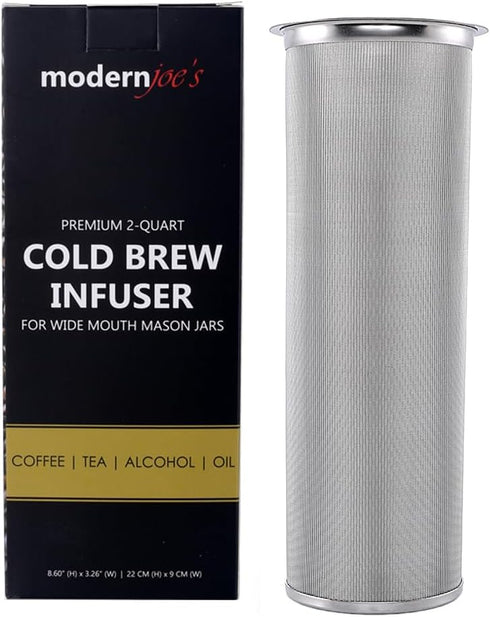 MODERNJOE'S Premium Infuser Cold Brew Coffee Maker for 2 Quart Wide Mouth Mason Jars. Cold Brew Coffee Filter. Iced Coffee and Tea. Heavy Duty Gau...