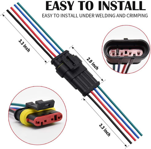 4 Pin Connector Waterproof Connector,Male and Female Way 16 AWG Wire Suitable for car Truck, Boat and Other Wire Connection (5 kit)...
