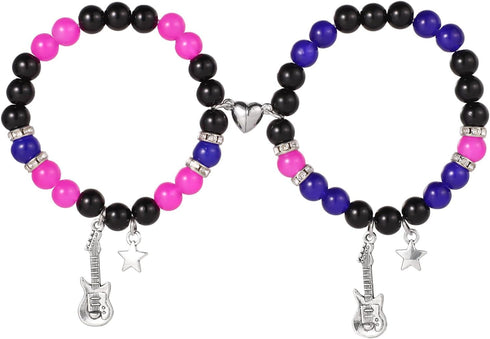 2pcs TV Girl Bracelet, Friendship Matching Magnetic Couple Bracelet Love Guitar Heart Beads Bracelets for Best Friends Bff Cosplay Accessories for...