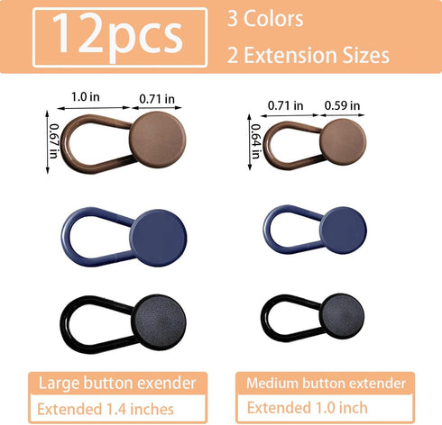 12 Pcs Button Extenders for Jeans, Waist Extender for Jeans, Button Extender, Pants Button Extenders for Men, Button Extender for Pants, Jeans But...