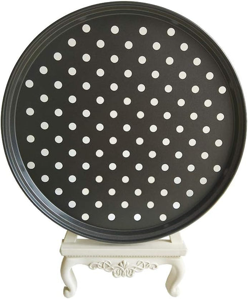 Non stick round pizza pan with holes for oven best perforated carbon steel pizza tray (10 inch)...