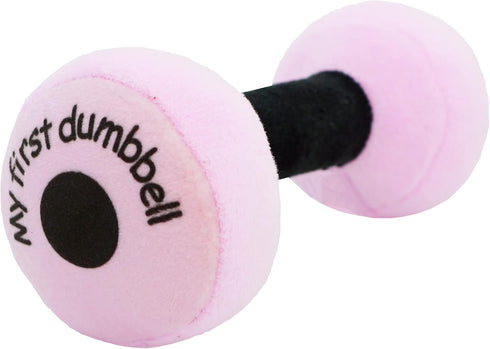 June Garden 6" My First Dumbbell - Plush Baby Rattle Toy - Safe Soft Barbell Workout Toy for Infants Boys and Girls - Pink...