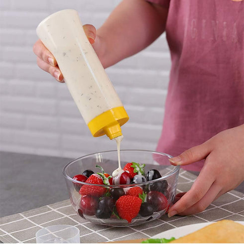 2-pack Porous Squeeze Bottles,Leak Proof Refillable Condiment Container for Kitchen Use,Salad Dressings,top dispensers for ketchup mustard mayo ho...