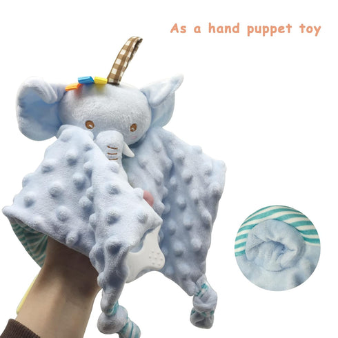 Elephant Security Blanket for Baby Soft Plush Minky Fabric Blanket Lovey Stuffed Animal Security Blanket Crinkle Sensory Blanket Unisex Baby Gift ...