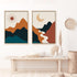Bankrenart Boho Wall Art Mid Century Abstract Sun and Moon Reiver Landscape Mountain Boho Decor Unframed Canvas Print Wall Art Minimalist Artwork ...