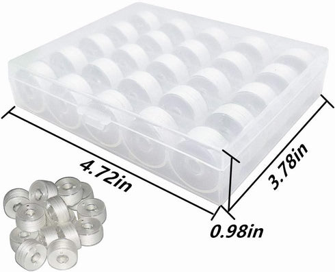 YEQIN 25pcs White Prewound Bobbin Thread and Bobbin Holder - Size A Class 15 SA156 Compatible with Babylock, Brother, Consew, Juki, Singer Embroid...