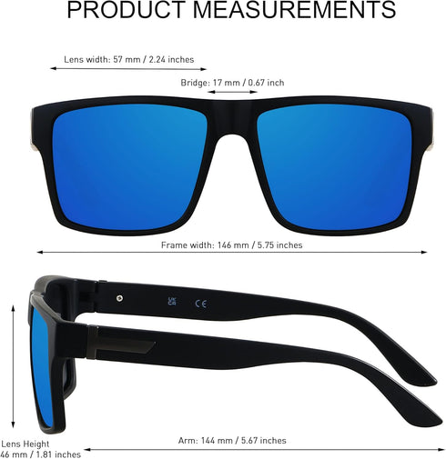 LYZOIT Square Sunglasses for Men Women Polarized Oversized Big UV Protection Rectangle Shades...