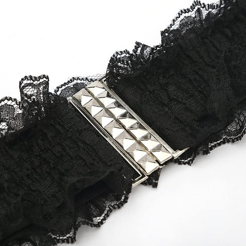 Women Elastic Wide Belt Lace Stretchy Wide Waist Dress Belt Fashion Cinch Stretch Waistband Retro Trendy Ladies Belt Black Wrap Waist Belt, 63x8cm...