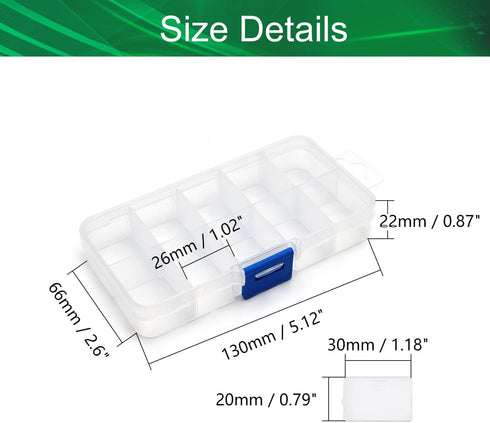 Yinpecly Component Storage Box 130x70x22mm Adjustable Divider 10 Grids Removable Compartment PP Organizer for Jewelry Beads Earring Container Tool...