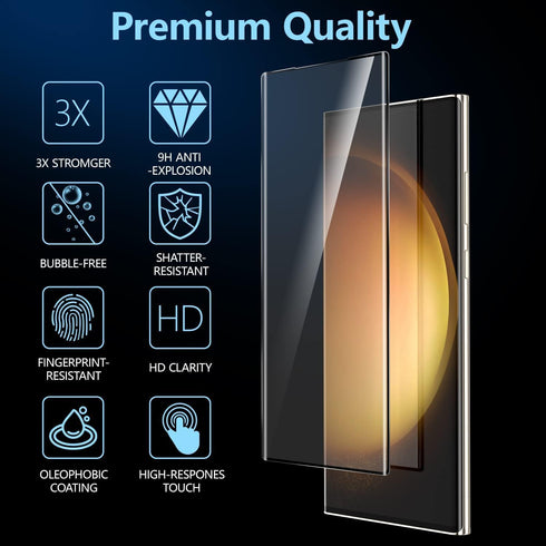 MOCOLL for Samsung Galaxy S23 Ultra Screen Protector?3D Curved?Tempered Glass with Camera Lens Protector, Ultra HD Clear, Fingerprint Unlock 9H Ha...