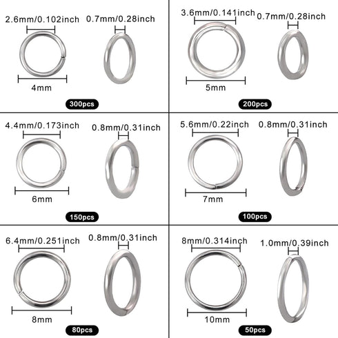 304 Stainless Steel Jump Rings for Jewelry Making Supplies Open Jump Rings 4/5/6/7/8/10mm Silver O Rings for DIY Making Bracelet Earrings Necklace...