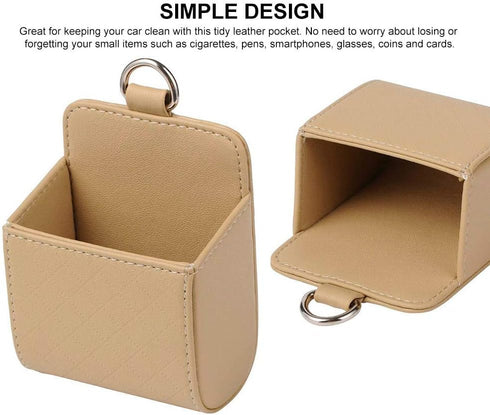 RED SHIELD Car Auto Air Vent Leather Tidy Storage Hanging Bag Case Organizer for Keys, Coin, Cell Phone & Glasses. Universal Vehicle Small Bucket ...