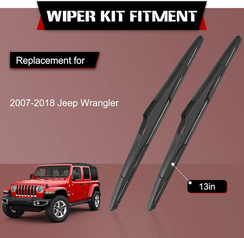 OTUAYAUTO Rear Wiper Blade Replacement for Jeep Wrangler 07-18, Back Windshield Wiper Blade 13 inch, OEM# 68002490AB...