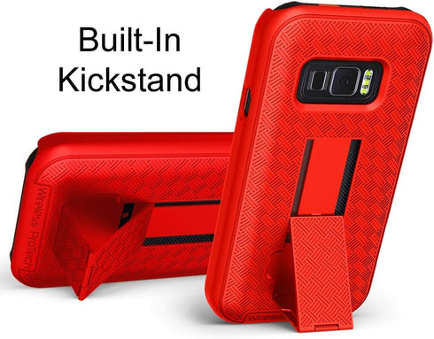Case Compatible with Samsung Galaxy XCover FieldPro Phone Model SM-G889. Slim Protective Rugged Case with Built-in Kickstand (Red)......
