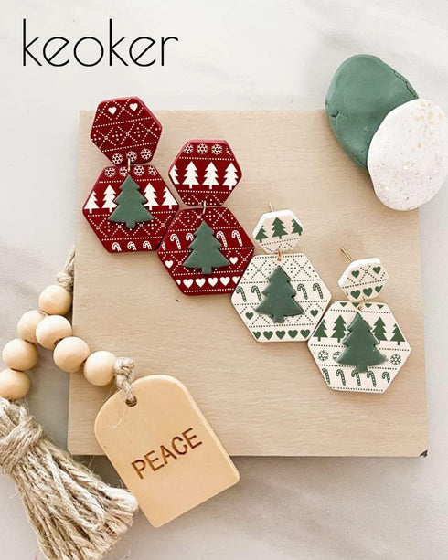 Keoker Christmas Silk Screen for Polymer Clay, Christmas Silk Screen Stencils for Polymer Clay, Printing on Clay & Other Jewelry Clay Earrings Dec...