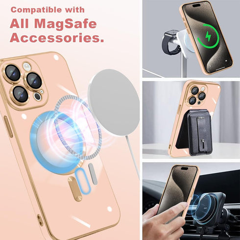 KANGHAR Magnetic Case Designed for iPhone 15 Pro Max for Women Girls Luxury Cute Plating Compatible with Magsafe iPhone Case Soft TPU Electroplate...