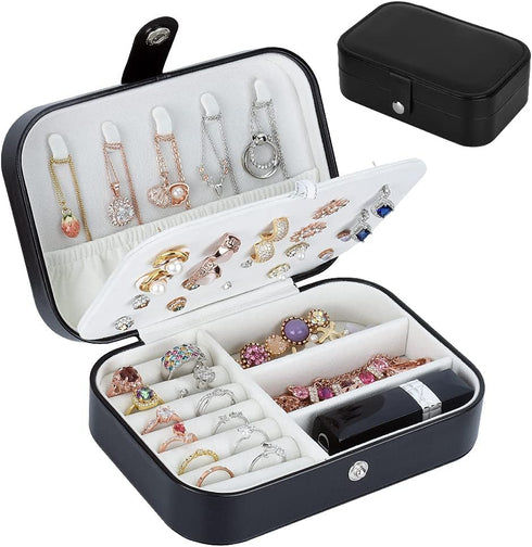 Travel Jewelry Organiser Cases, Jewelry Storage Box for Necklace, Earrings, Rings, Bracelet (Box-LBlack)...